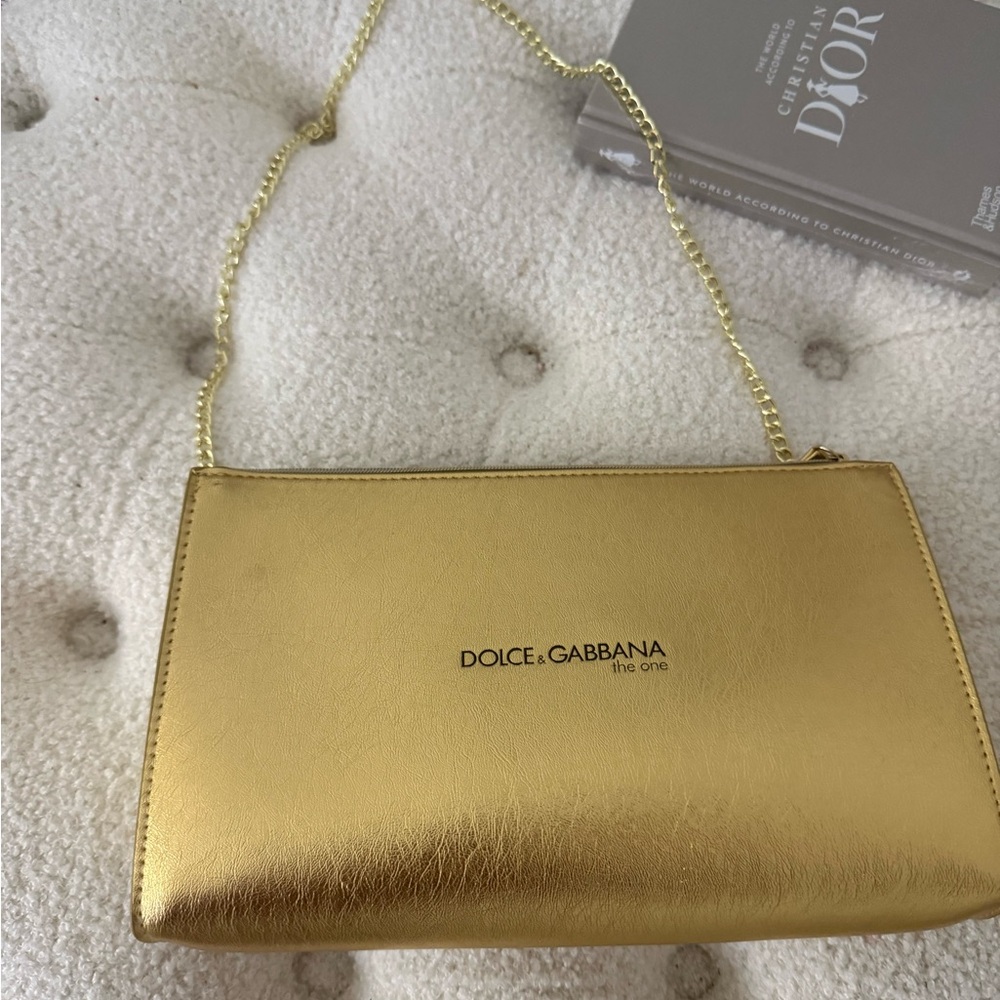 Dolce & Gabbana Metallic Gold Chain Crossbody Clutch